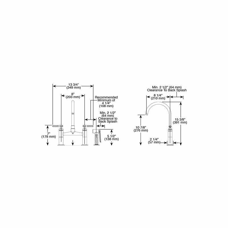 Brizo 62543LF PN Litze Arc Spout Bridge Knurled Handle